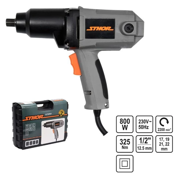 Elektrický kľúč na kolesá 800 W / 325 Nm – sada rázových kľúčov v kufríku TO-57091