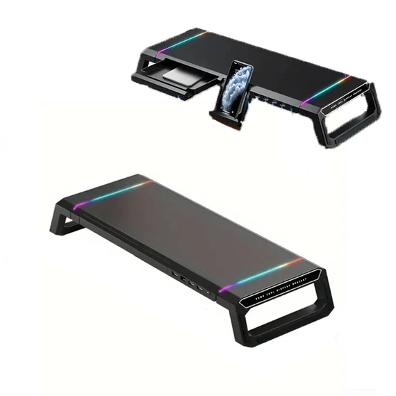 Stojan na monitor s RGB osvetlením – čierny YP552766-frgb