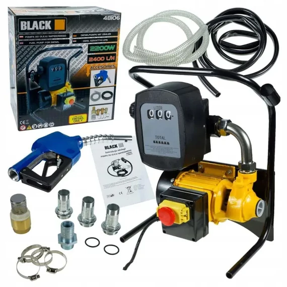 Sada dieselového palivového čerpadla BLACK s meračom – 2200 W, 2400 l/hodina 48106