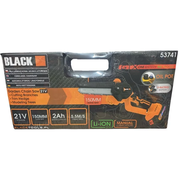 BLACK Akumulátorová reťazová píla s 2 batériami 53741