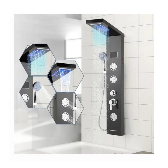 Sprchový panel s hydromasážnou funkciou a LED osvetlením – 17K13QK5X