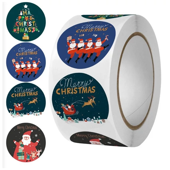 Vianočná sada samolepiacich nálepiek – 500 ks, 25 mm NNK14