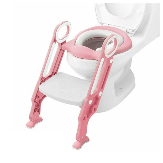 Detské WC sedátko s stupňovitou konštrukciou – ružovo-biele HOLM4040