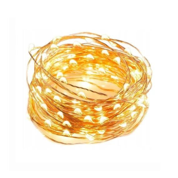 Svetelná reťaz 100 LED diód, teplá biela – LAMP37CB (10 m, 8 režimov osvetlenia)