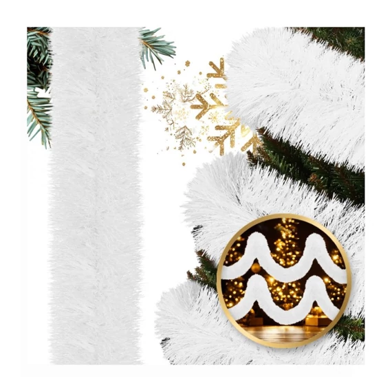 Vianočná biela girlanda – 6 m × 13 cm (WOZ31)