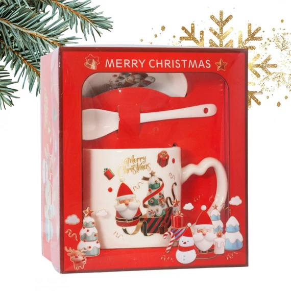 Vianočná sada hrnčekov – s tanierikom a lyžičkou, 400 ml, KB20WZ2