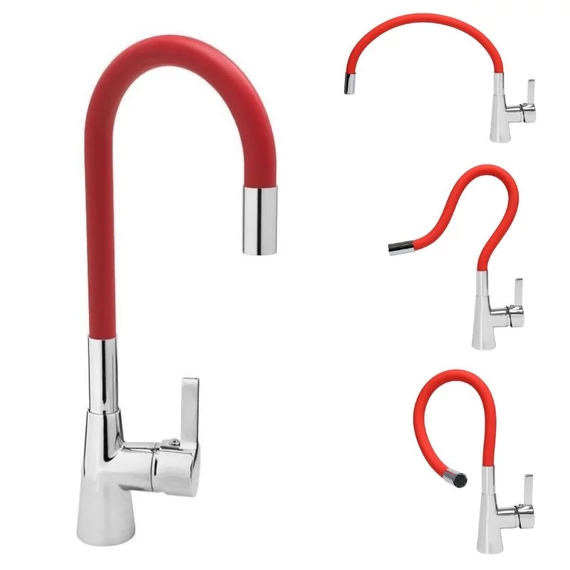 Kuchynská batéria FLEXIBLE — červená (mosogatócsaptelep, mosadz) TO-75707