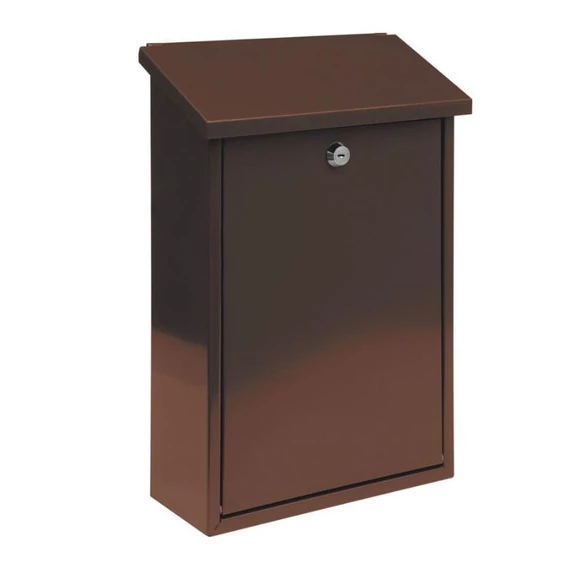 Poštová schránka 400 × 250 × 100 mm — hnedá, oceľ 0,6 mm, s 2 kľúčmi TO-78572