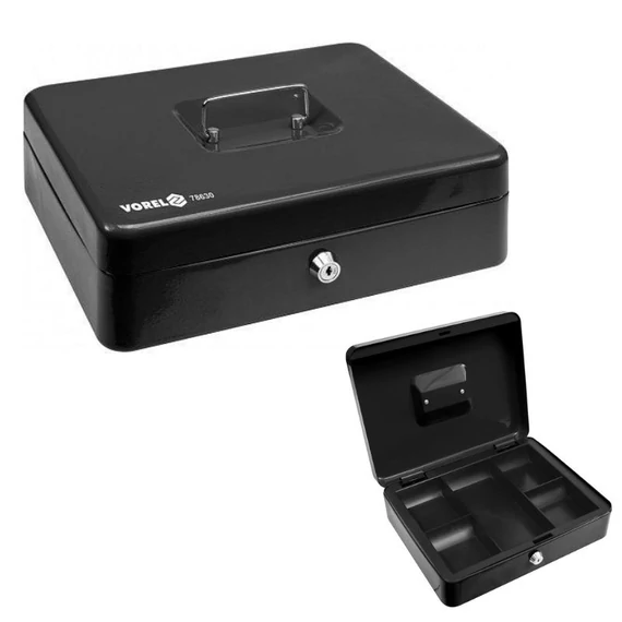 Pokladnička 300×240×90 mm — čierna, zámok na kľúč TO-78630