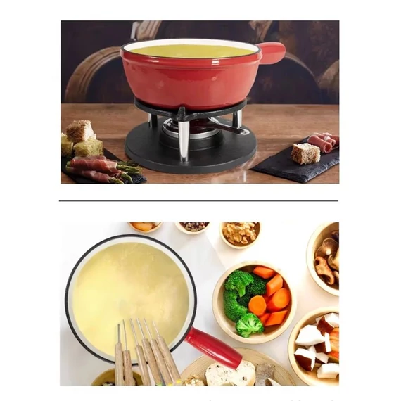 Perfektná domáca smaltovaná liatinová fondue súprava ~1,8 litra červená 16643