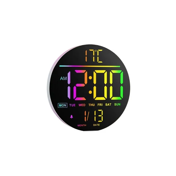 Digitálne nástenné hodiny biele – RGB podsvietenie, automatické ovládanie jasu DR4237989-2