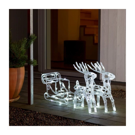 LED sánky s sobmi – vonkajšia vianočná dekorácia RSZ-02
