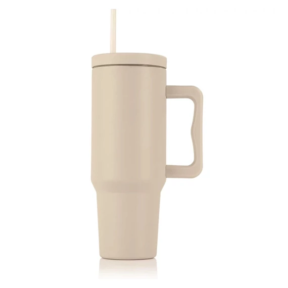 GOURMETMAXX Termosz bögre viečkom a slamkou 1,2 l – béžová DS15043-L