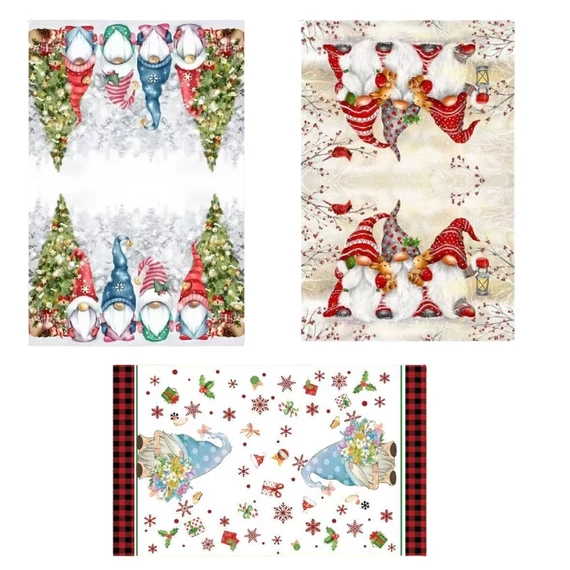 3-dielna sada vianočných utierok s motívom škriatkov KK-3