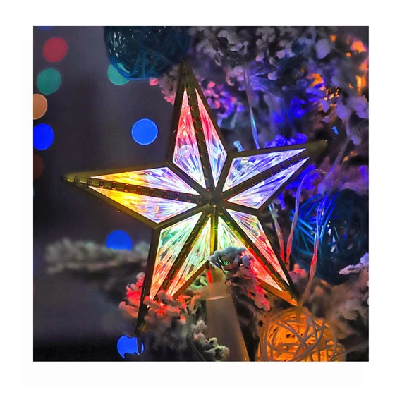 XHUA S042 LED hviezda na stromček – farebné svetlo, 21 cm