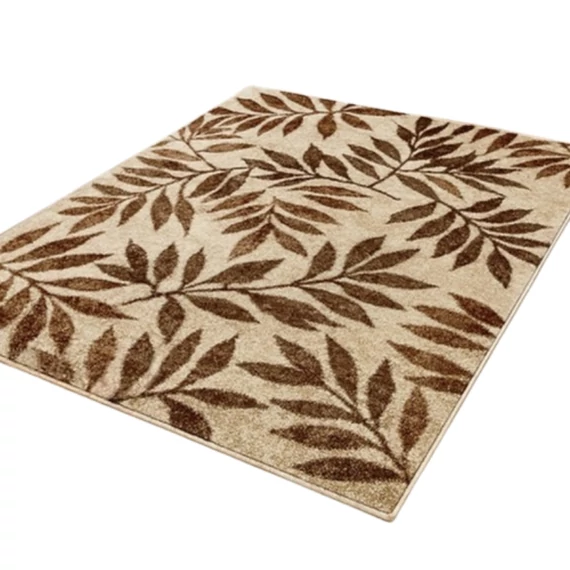 Koberec Torino 5128 – béžový, vzor listov, rozmery 120 x 170 cm