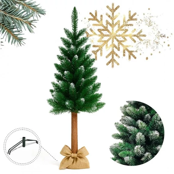 Umelý borovicový stromček pokrytý snehom s kovovou základňou, 120 cm CHO07