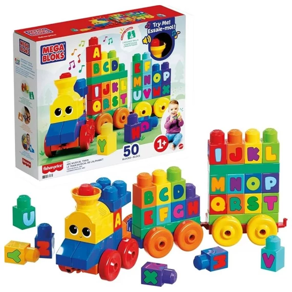 Stavebnicová sada Mattel Mega Bloks Hudobný vlak s písmenami 50 dielov 425832