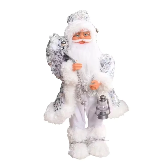 Trblietavá dekoratívna figúrka Santa Clausa – strieborná farba 45 cm HK46532145