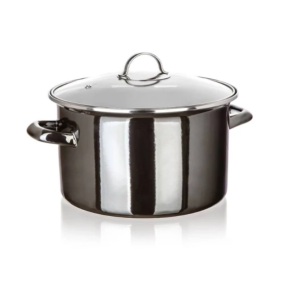 METALLIC Čierny smaltovaný hrniec – 26 cm, 6 l, s pokrievkou 13823461