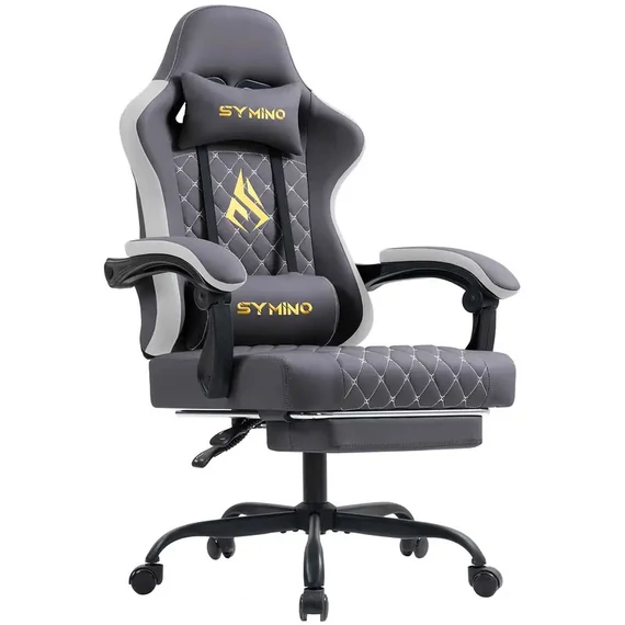SYMINO Ergonomická Herná Stolička s Opierkou Nôh, Tmavosivá JD183437-SSZ