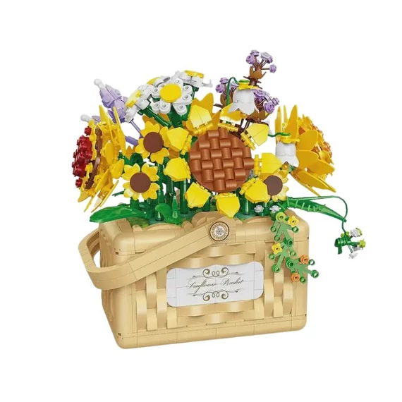 Balody Mini Blocks – Stavebná sada slnečnicového kvetinového koša (1295 dielov), večná dekorácia holm20070