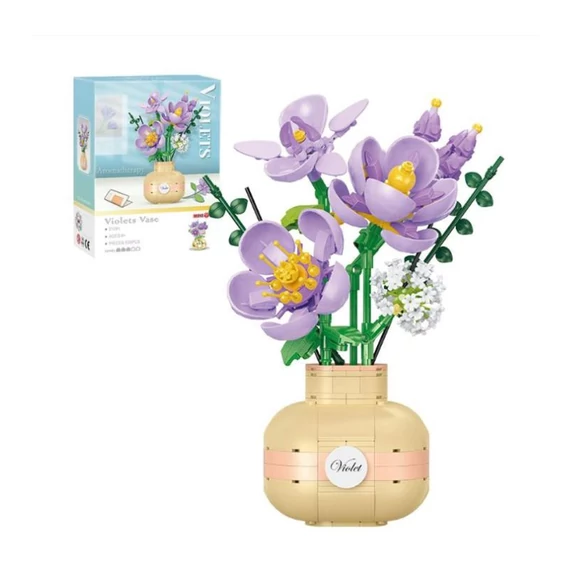 BALODY Mini Blocks Viola – Stavebná sada na výrobu vázy s modrou ružou (522 dielov) holm20071