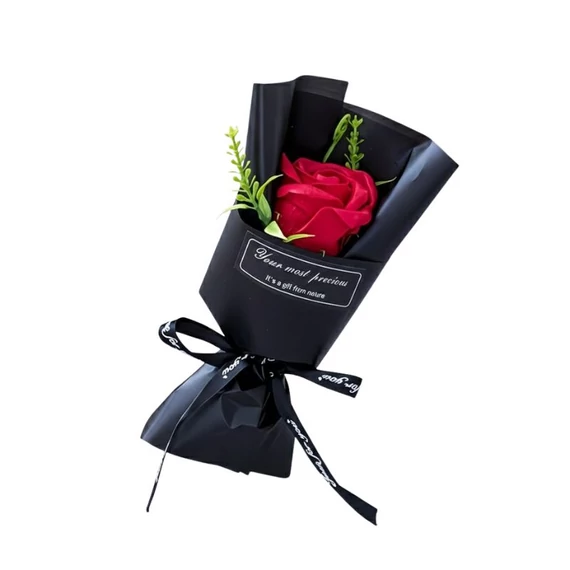 Mini kyticu ruží „Premium Romance“ – červená ruža v čiernom papieri UU584697-P
