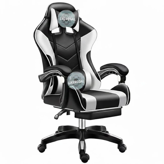Likeregal 920 Prémiová herná stolička s podnožkou – Bielo/Čierna holm0846
