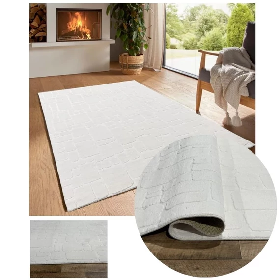 Bergamo plyšový koberec – mäkký na dotyk, krémový, 200×280 cm, bergamorandomcream-200