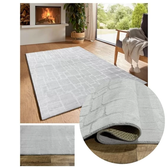 Bergamo plyšový koberec – mäkký na dotyk, sivý, 120×170 cm, bergamorandomgray-120