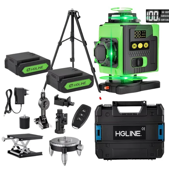 HGLINE 16-líniový 4D samonivelačný laserový nivelák – sada s 2 batériami DV3224656