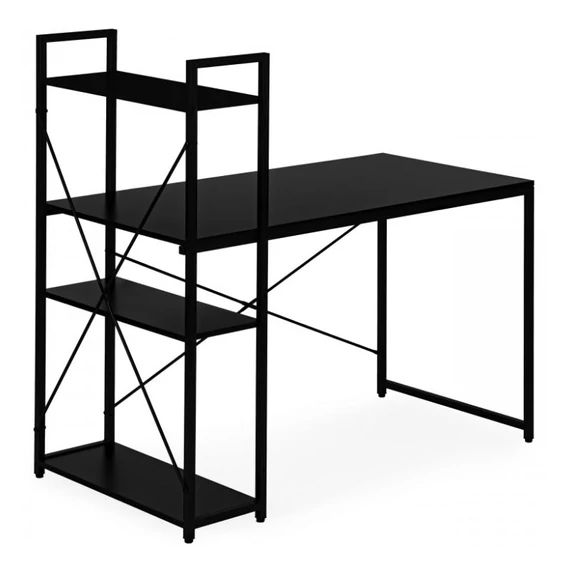 Modern Písací Stôl s Integrovaným Policovým Systémom 120x60 cm – Celá Čierna STL24CZ