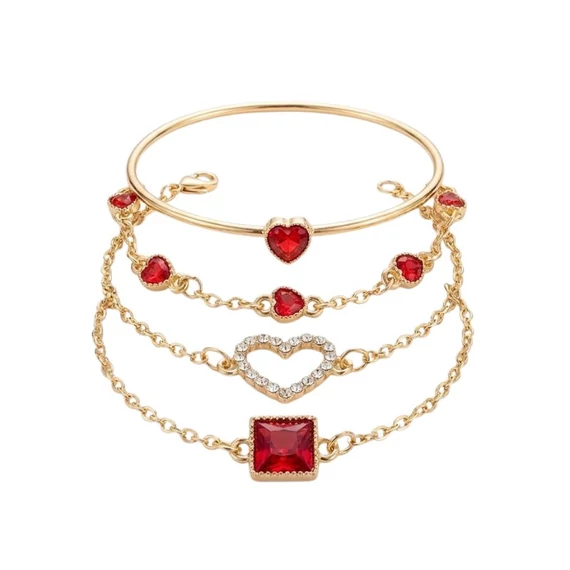 Rubínovo červená vášeň – 4-dielna sada elegantných náramkov GP564671-P