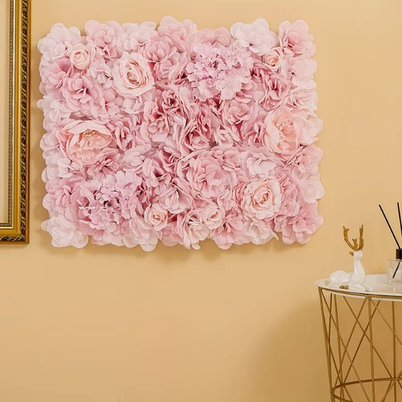 Elegantný nástenný panel s umelými kvetinami – ruže a pivoňky (30 x 40 cm) UW547921-2