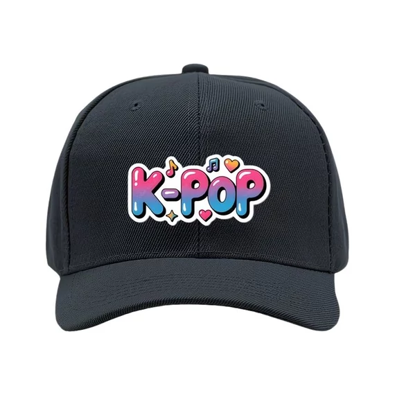 Baseballová čiapka v štýle K-POP s farebným prechodom a nápisom – čierna 62MGG50266-1