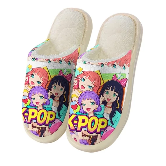 Ľahké dámske domáce papuče s motívom K-POP – s protišmykovou podrážkou AT12745805