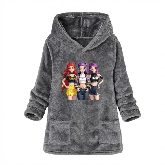 Fleecová bunda s kapucňou a vzorom K-POP – obvod hrudníka 68 cm TY9506807-68