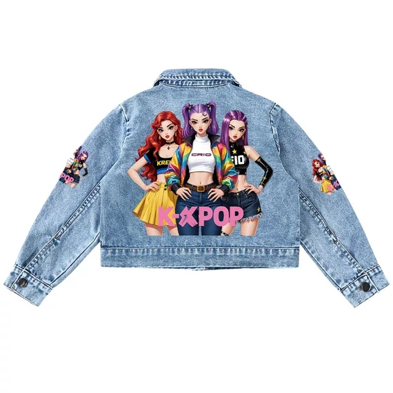 Džínová bunda pre fanúšikov K-popu – pre deti vo veku 4–5 rokov (98–110 cm) 52M3858W1X-2