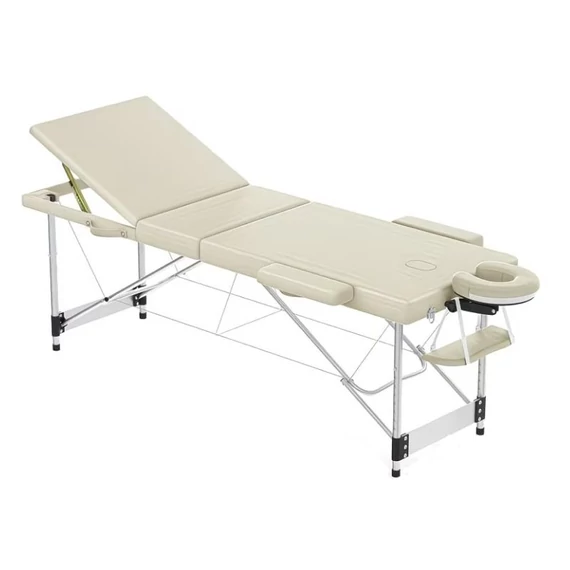 Elegantný béžový 3-zónový prenosný masážny stôl FJ3968850-B