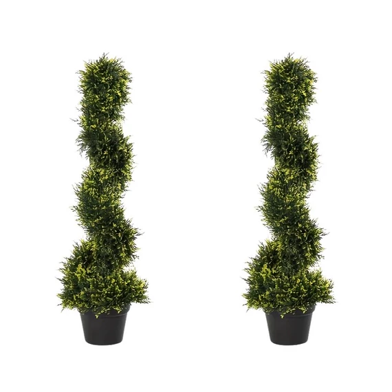 2-dielna sada umelých cédrových stromčekov v tvare špirály – 90 cm XT9826139