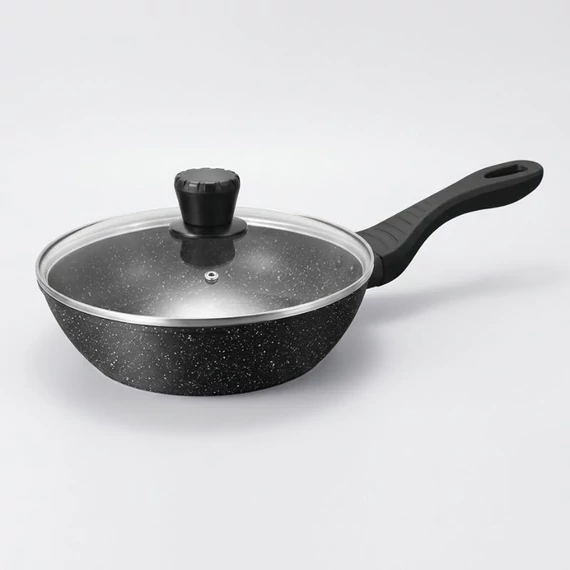 Bachmayer Home Granite Line hlboká panvica s pokrievkou 26 cm Čierna BM-7749-26