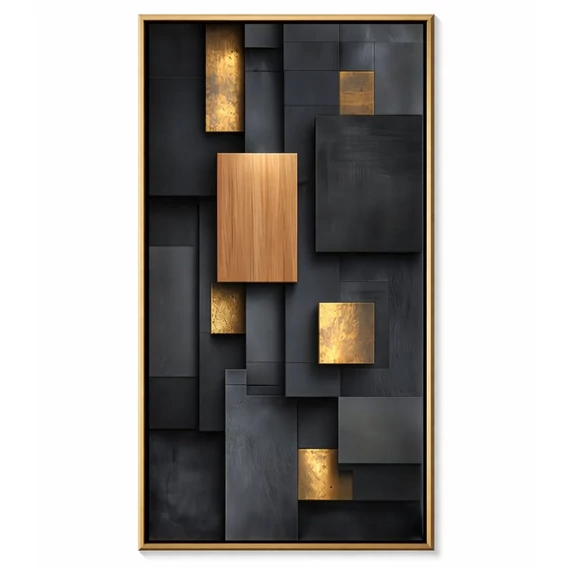 Moderný čierno-zlatý geometrický plátno na stenu 70 × 140 cm 55M7G53233