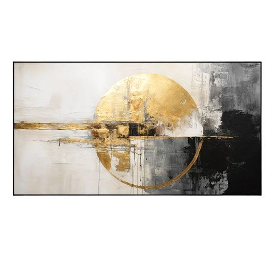 Moderný abstraktný plátno s motívom zlatých kruhov 80x120cm 56MW259848-2