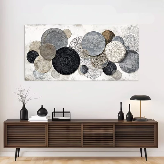 Moderný abstraktný geometrický plátno na stenu s kruhovými motívmi 70x140cm GH13024204-2