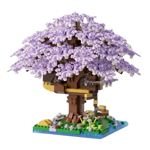 Sada stavebných kociek Sakura drevený domček 1000 ks – fialová LD10652934-3