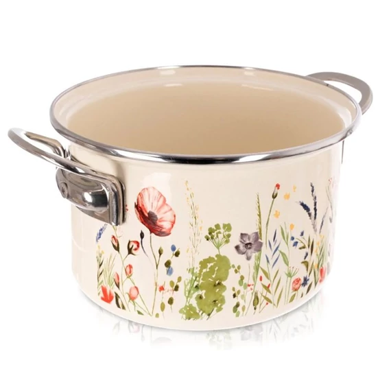 Krémovo biely smaltovaný hrniec s makovým vzorom (MAKI) – 3 litre, 20 cm 113386