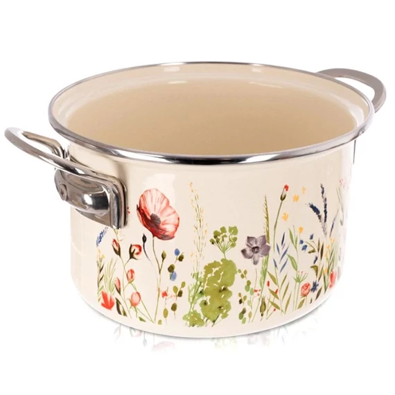 Krémovo biely smaltovaný hrniec s makovým vzorom (MAKI) – 4 litre, 22 cm 113387