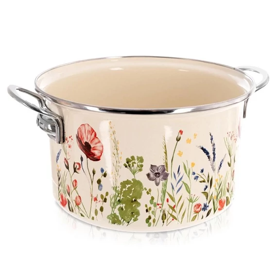 Krémovo biely smaltovaný hrniec s makovým vzorom (MAKI) – 6,5 litra, 26 cm 113388