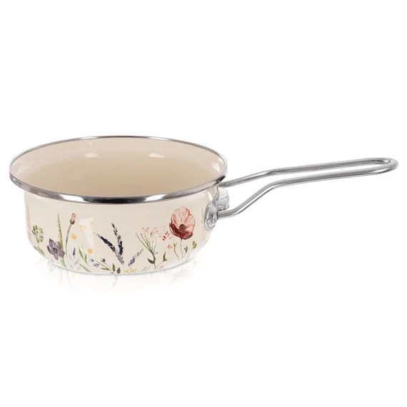 Krémovo biely smaltovaný hrniec s uškom a makovým vzorom (MAKI) – 950 ml, 16 cm 113390